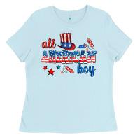 Baby Blue all american boy Ladies Tee - AdoDesignShop