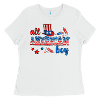 White all american boy Ladies Tee - AdoDesignShop