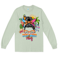 Matcha summer vibes messy bun Long Sleeve Tee - Zillion Design Studio