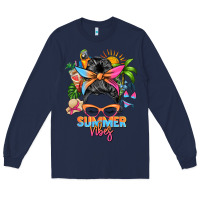 Navy summer vibes messy bun Long Sleeve Tee - Zillion Design Studio
