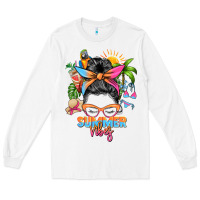White summer vibes messy bun Long Sleeve Tee - Zillion Design Studio