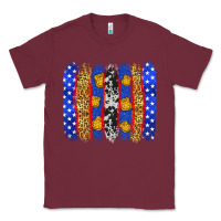 Burgundy American police brushstrokes Classic Tee - Neo Western