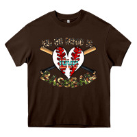 Chocolate Brown all you need is love baseball Heavy Core Tee - CowhideDigitalArt