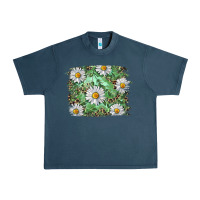 Midnight Navy Daisy leopard Urban Heavy Tee - RanaPortraitStore