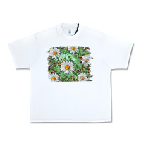 White Daisy leopard Urban Heavy Tee - RanaPortraitStore