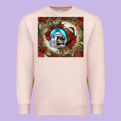 American Football Helmet And Leopard Premium Sweatshirt Designed By Nancycooperartshop