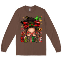 Chestnut christmas believe afro messy bun Long Sleeve Tee - texasbilliewilder