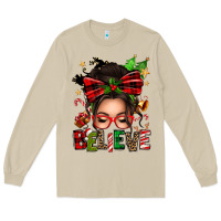 Mushroom christmas believe afro messy bun Long Sleeve Tee - texasbilliewilder