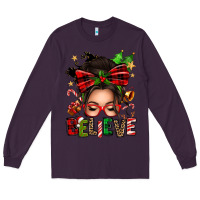 Plum christmas believe afro messy bun Long Sleeve Tee - texasbilliewilder