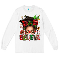 White christmas believe afro messy bun Long Sleeve Tee - texasbilliewilder