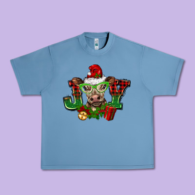 Christmas Joy Cow Urban Heavy Tee Designed By Barkaloodesign