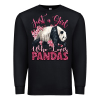 Black just a girl who loves pandas Premium Sweatshirt - LillyAllenDesigns