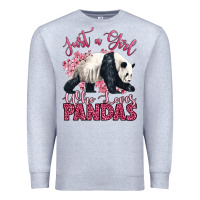 Heather Grey just a girl who loves pandas Premium Sweatshirt - LillyAllenDesigns