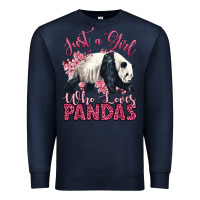 Navy just a girl who loves pandas Premium Sweatshirt - LillyAllenDesigns