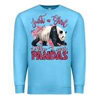 Ocean Blue just a girl who loves pandas Premium Sweatshirt - LillyAllenDesigns