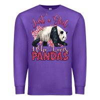 Purple just a girl who loves pandas Premium Sweatshirt - LillyAllenDesigns
