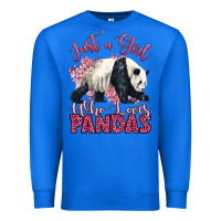 True Royal just a girl who loves pandas Premium Sweatshirt - LillyAllenDesigns