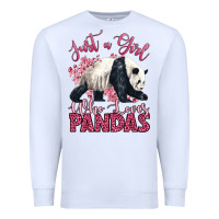 White just a girl who loves pandas Premium Sweatshirt - LillyAllenDesigns