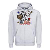 Heather Grey no place like home Zipper Hoodie - CowhideDigitalArt