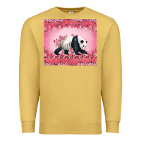 Antique Gold Panda With Sakura Blooms Premium Sweatshirt - LillyAllenDesigns