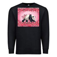 Black Panda With Sakura Blooms Premium Sweatshirt - LillyAllenDesigns