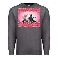Charcoal Heather Panda With Sakura Blooms Premium Sweatshirt - LillyAllenDesigns