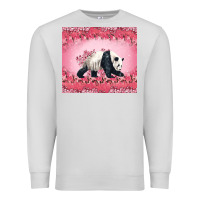 Dove Grey Panda With Sakura Blooms Premium Sweatshirt - LillyAllenDesigns