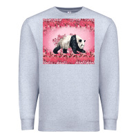 Heather Grey Panda With Sakura Blooms Premium Sweatshirt - LillyAllenDesigns