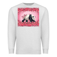 Oatmeal Heather Panda With Sakura Blooms Premium Sweatshirt - LillyAllenDesigns