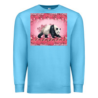 Ocean Blue Panda With Sakura Blooms Premium Sweatshirt - LillyAllenDesigns