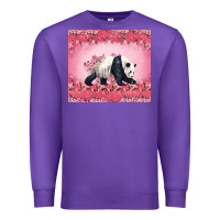 Purple Panda With Sakura Blooms Premium Sweatshirt - LillyAllenDesigns