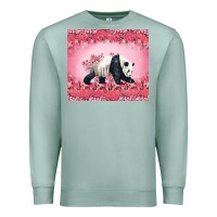 Seafoam Panda With Sakura Blooms Premium Sweatshirt - LillyAllenDesigns