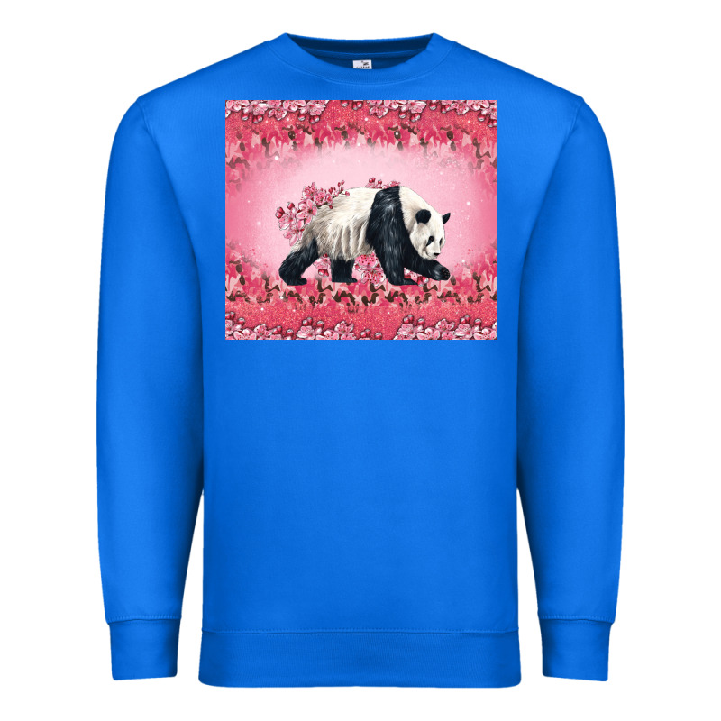 Panda With Sakura Blooms Premium Sweatshirt by LillyAllenDesigns | Teevron