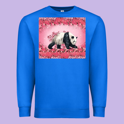 Panda With Sakura Blooms Premium Sweatshirt Designed By Lillyallendesigns