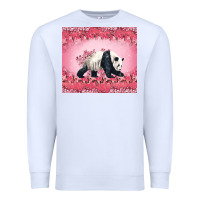 White Panda With Sakura Blooms Premium Sweatshirt - LillyAllenDesigns