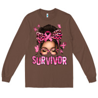 Chestnut breast cancer survivor afro messy bun Long Sleeve Tee - texasbilliewilder