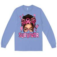 Colony Blue breast cancer survivor afro messy bun Long Sleeve Tee - texasbilliewilder