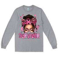 Heather Grey breast cancer survivor afro messy bun Long Sleeve Tee - texasbilliewilder