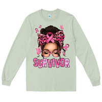 Matcha breast cancer survivor afro messy bun Long Sleeve Tee - texasbilliewilder