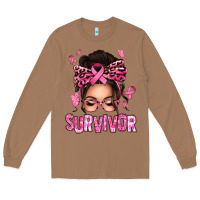 Toasted Coconut breast cancer survivor afro messy bun Long Sleeve Tee - texasbilliewilder