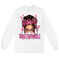 White breast cancer survivor afro messy bun Long Sleeve Tee - texasbilliewilder