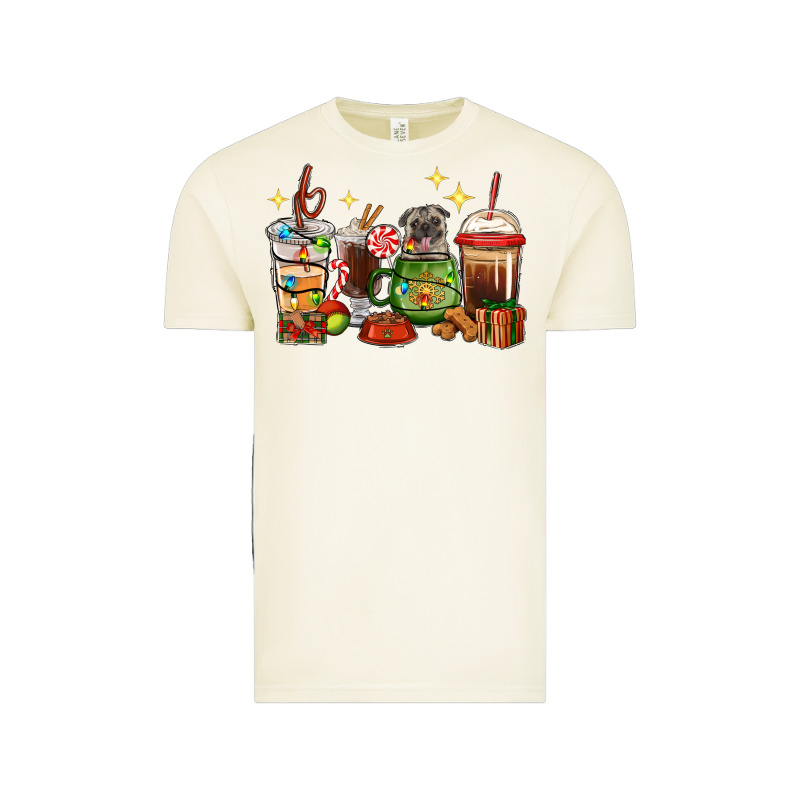 Christmas Coffee Cups With Pug Vintage Tee by RanaPortraitStore | Teevron