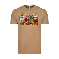 Vintage Coffee Christmas coffee cups with Pug Vintage Tee - RanaPortraitStore