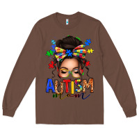 Chestnut autism mom afro messy bun Long Sleeve Tee - texasbilliewilder