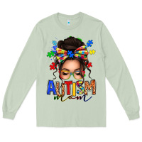 Matcha autism mom afro messy bun Long Sleeve Tee - texasbilliewilder