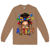 Toasted Coconut autism mom afro messy bun Long Sleeve Tee - texasbilliewilder
