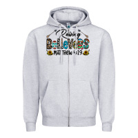 Heather Grey raising believers Zipper Hoodie - CowhideDigitalArt
