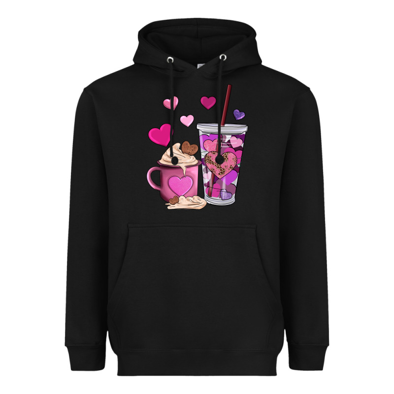Valentines Day Heart Coffe Heavyweight Hoodie by AdoDesignShop | Teevron