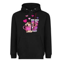 Black valentines day heart coffe Heavyweight Hoodie - AdoDesignShop