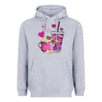 Heather Grey valentines day heart coffe Heavyweight Hoodie - AdoDesignShop